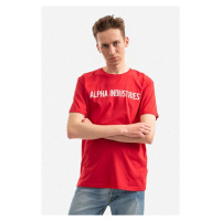 Bavlněné tričko Alpha Industries červená barva, s potiskem, 116512.451-red