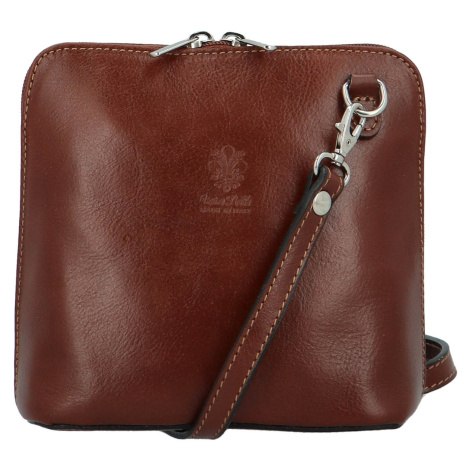Luxusní dámská kožená crossbody kabelka Defra, hnědá Delami Vera Pelle