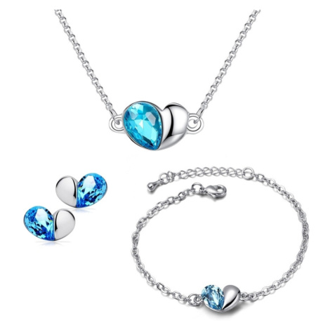 Sisi Jewelry Souprava náhrdelníku, náušnic a náramku Heart Seablue - srdíčko SET2031-NTSET1088(2