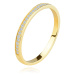 Zlatý prsten 585 ve žluté barvě - řada kulatých zirkonů, hladký okraj, 1,8 mm