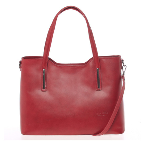 Větší kožená kabelka červená - ItalY Sandy červená