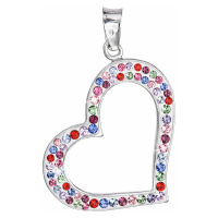 Evolution Group Stříbrný přívěsek s krystaly Swarovski srdce mix barev 34073.3