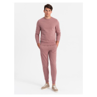 Pánská bavlněná mikina BASIC BASIC tmavě růžová Ombre Clothing