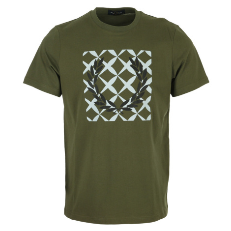 Fred Perry Cross Stitch Printed T-Shirt Zelená