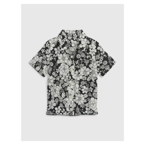 Bílo-černá klučičí květovaná košile s krátkým rukávem GAP