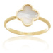 Dámský perleťový prsten čtyřlístek ze žlutého zlata PR0626F + DÁREK ZDARMA