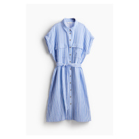 H & M - Košilové šaty's vázacím páskem - modrá