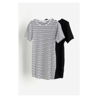 H & M - MAMA Žebrované bavlněné tričko 2 kusy - černá