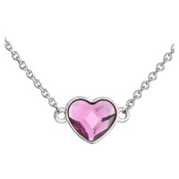 Evolution Group Stříbrný náhrdelník s krystalem Swarovski růžové  srdce 32061.3 fuchsia