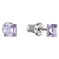 Evolution Group Náušnice bižuterie se Swarovski krystaly fialová čtverec 51052.3 violet