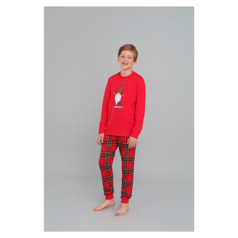Chlapecké pyžamo Narwik, dlouhý rukáv, dlouhé nohavice - červená/potisk Italian Fashion