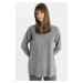 DEFACTO Regular Fit Crew Neck Slit Basic Plain Knitwear Sweater Tunic