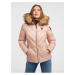 Světle růžová dámská péřová bunda s kožešinou Blauer Alicia