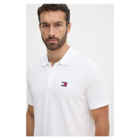 Bavlněné polo tričko Tommy Jeans bílá barva, DM0DM18314