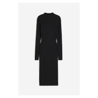 H & M - Šaty z žebrovaného úpletu's vysokým límcem - černá