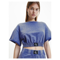 Calvin Klein dámské fialové cropped tričko