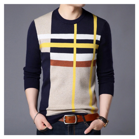 Prodyšný viskózový svetr vícebarevný pulovr pruhovaný