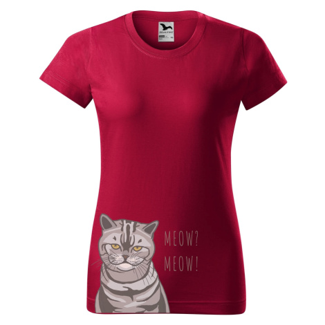 DOBRÝ TRIKO Dámské tričko s potiskem kočky Barva: Marlboro červená