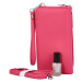 Módní dámská koženková taštička na doklady a mobilní telefon Simon, výrazná růžová