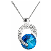 Evolution Group Stříbrný náhrdelník s krystalem Swarovski modrý kulatý 32048.5
