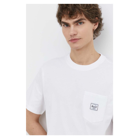 Bavlněné tričko Herschel bílá barva