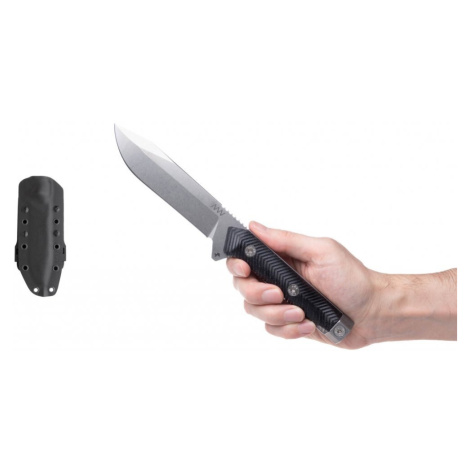 Nůž s pevnou čepelí M73 Kontos ANV® – Šedá čepel – Stone Wash, Černá