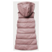 Teplá dámská vesta v pudrově růžové barvě z eko kůže (D-3231-59S)