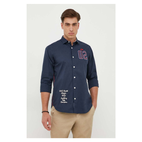 Košile La Martina pánská, tmavomodrá barva, regular, s italským límcem