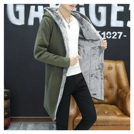 Zimní pánský kabát s kapucí – zateplený vlněný trench coat
