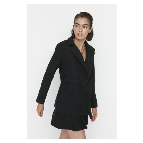 Trendyol Black Belted Woven Lined Jacket