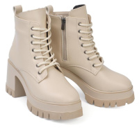 Capone Outfitters Women's Round Toe Lace-Up Mid Heel Boots.