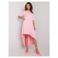 Světle růžové asymetrické dámské maxi šaty -pink Světle růžová