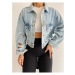 47145 Dewberry Womens Crop Jeans Jacket-BLUE