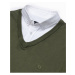 Zelený pánský basic svetr s véčkovým výstřihem Ombre Clothing