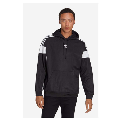 Mikina adidas Originals pánská, černá barva, s kapucí, vzorovaná, HS2065-black