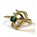 AutorskeSperky.com - Zlatý prsten o ryzosti 17.28 kt zlata se smaragdem a brilianty - S5133