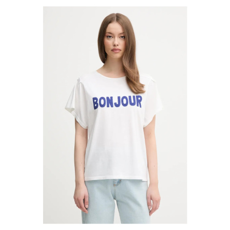 Bavlněné tričko United Colors of Benetton dámské, béžová barva, 3LNSD109Z