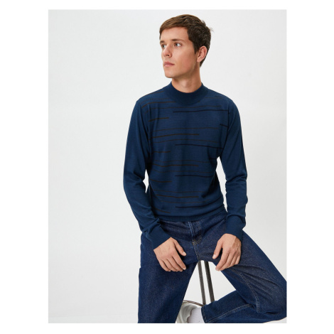 Koton Knitwear Sweater Half Turtleneck Slim Fit Striped Pattern