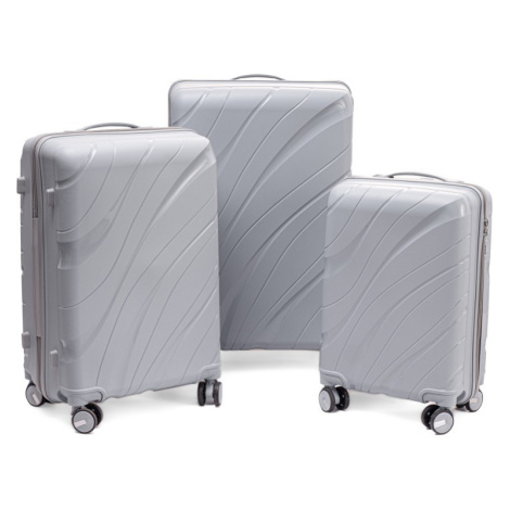 Rogal Stříbrná sada 3 luxusních skořepinových kufrů "Tide" - M (35l), L (65l), XL (100l)