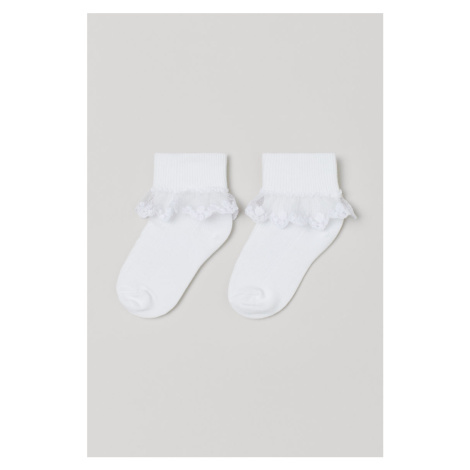 H & M - 2 páry ponožek's krajkou - bílá H&M