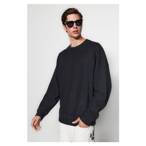 Trendyol Anthracite Basic Oversize/Wide-Fit Soft Brushed Thessaloniki Sweatshirt