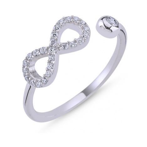 Stříbrný otevřený prsten Nekonečno - nastavitelná velikost