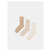 Sinsay - Sada 3 párů ponožek - Béžová
