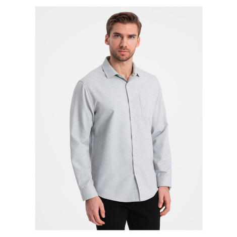 Světle šedá pánská žíhaná košile Ombre Clothing