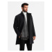 Ombre Men's coat with high collar and asymmetrical fastening - black