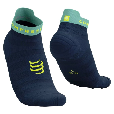 Compressport Pro Racing Socks V4.0 Ultralight Run Low Dress Blues/Eggshell Blue/Green Sheen T2 B