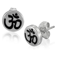 Puzetové ocelové náušnice s hinduistickým symbolem ÓM