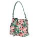 Květinová dámská koženková kabelka Elena, zeleno- růžová