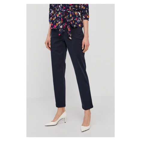 Kalhoty Lauren Ralph Lauren dámské, tmavomodrá barva, střih chinos, medium waist
