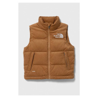 Dětská péřová vesta The North Face 1996 RETRO NUPTSE VEST hnědá barva